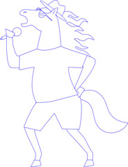 Singing Horse Character Outline for Coloring