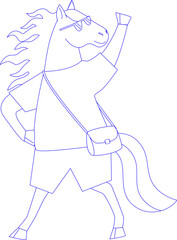 Running Stallion Character Outline for Coloring
