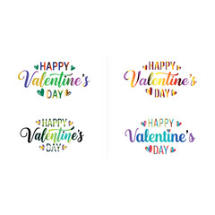 Happy Valentine's Day colorful typography designs
