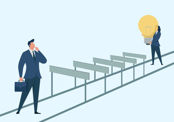 Business Decision-Making on an Upward Path: Obstacles, Strategy, and Innovation, Career Growth, Problem Solving, Creative Idea, Goal Achievement