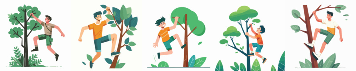 vector young man climbing a tree © sarah16blakeyxh2