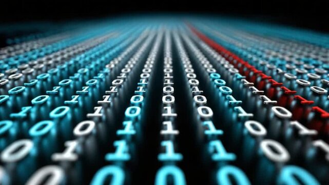 Digital Flow: A close-up view of a matrix of binary digits, representing the intricate flow of data and information in the digital world.