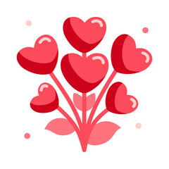 Vector icon of a bouquet of flowers in the shape of hearts