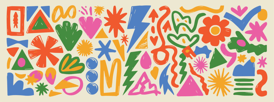 doodle seamless pattern hand drawn shapes and symbols vector