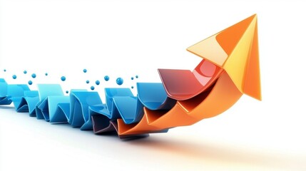 A striking visual of upward movement illustrated with a colorful 3D gradient arrow.