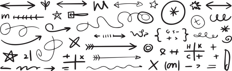 arrow collection of sketch arrows mathematical symbols and doodles