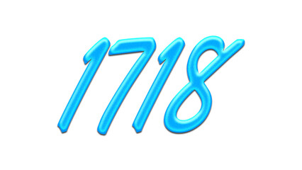 Glowing blue effect of number 1718 on white background.
