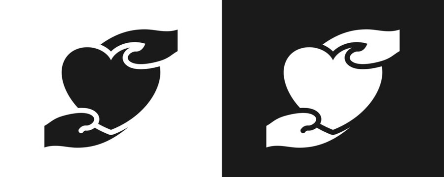 Kindness Icon Set Glyph In White And Black Background
