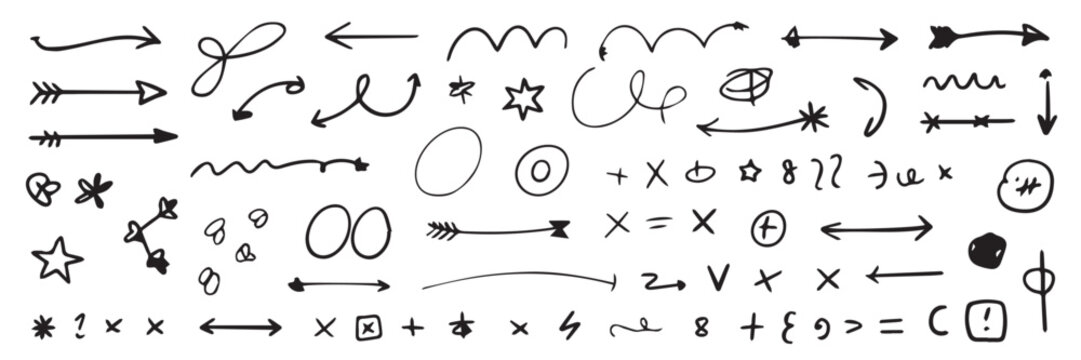 arrow hand drawn doodle arrows and symbol sketch elements