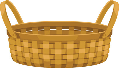 Woven basket vector illustration, rustic container design, household storage, traditional craftsmanship, wicker texture, handle detail, natural decor, stock graphic