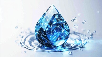 Icon representation of a water drop created with blockchain technology.