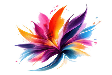 Colorful abstract floral with transparent background, vibrant design.