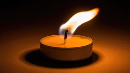 Burning Tea Light Candle