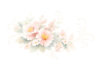Obraz premium Floral arrangement art illustration with transparent background image.