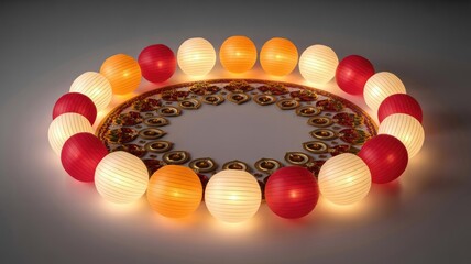 Diwali Lights and Rangoli Pattern