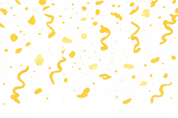 Golden confetti and twisted streamers falling, creating a celebratory and festive atmosphere, perfect for overlays