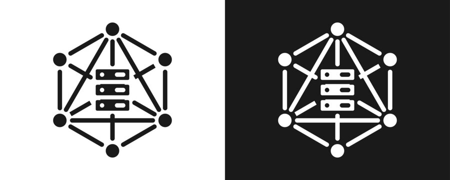 Edge Computing Icon Set Glyph In White And Black Background