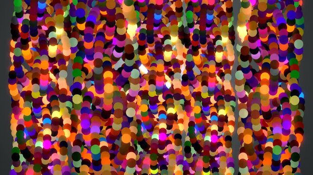 Vibrant Multicolor Light Dots Flow Loop. Festive Glowing Confetti Bokeh Animation