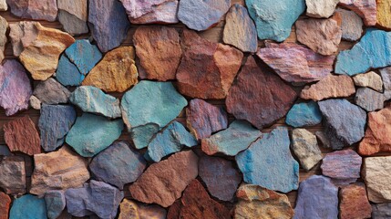 Colorful rough stone wall texture background