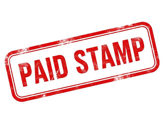 Red paid stamp isolated on transparent background