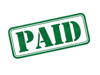 Green paid stamp isolated on transparent background