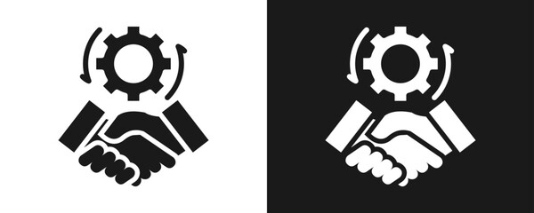 Synergy Icon Set Glyph In White And Black Background