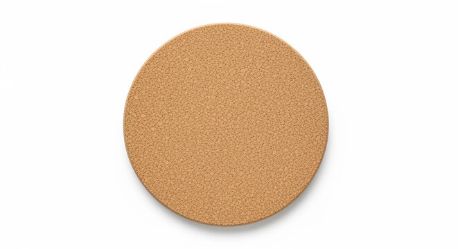 A round cork coaster on a plain white background