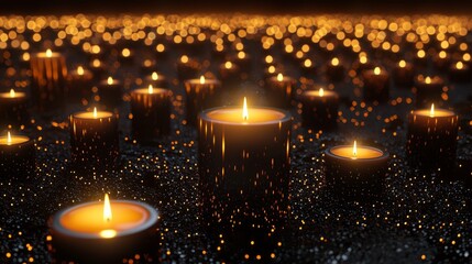 Abstract imagery depicting a mass of small lights symbolizing remembrance.