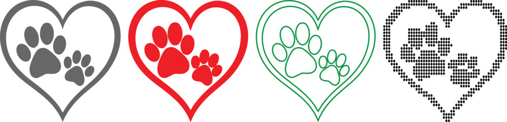 heartshaped pet paw prints collection © MdMehedi