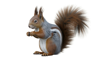 Fototapeta premium Alert squirrel holding food, full body