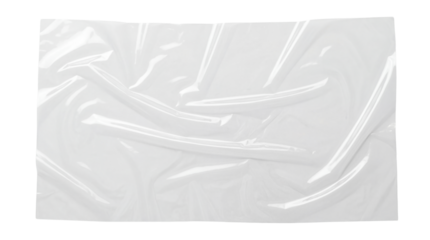 Clear Plastic Wrap Crinkled Texture on White Background
