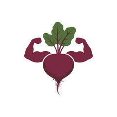 Strong Beetroot Vegetable Mascot Logo