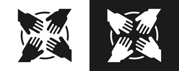 Teamwork Icon Set Glyph In White And Black Background