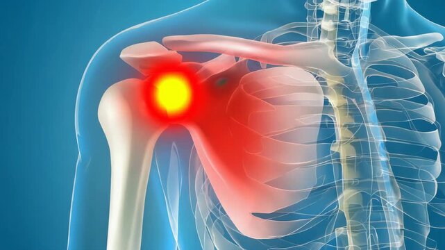 3 D Animation Shoulder Joint Pain Highlighted Medical Human Anatomy Educational Visualization