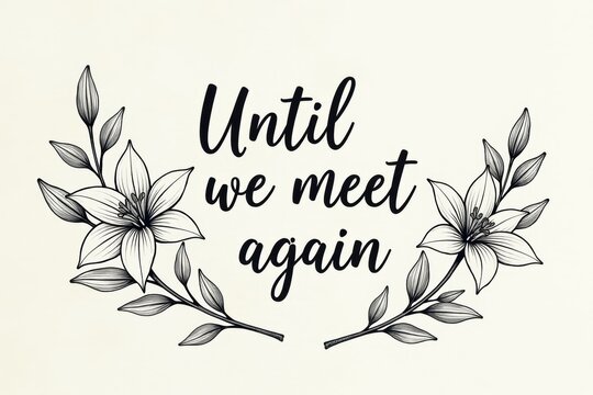 "Until we meet again" Lettering Condolence Card with Mourning Symbols