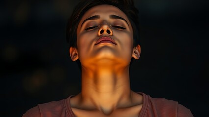 selfawareness. A person meditating with a serene expression and soft ambient glow. wellbeing guides, coaching materials, designed for coaching and self-improvement content, used by researchers.