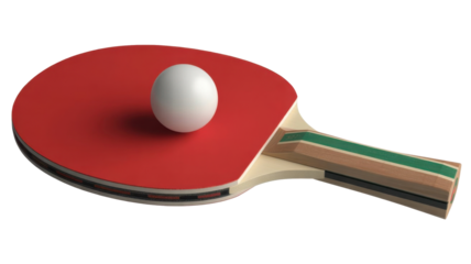 Table tennis racket with ping pong ball