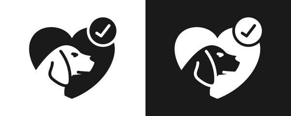Pet Friendly Icon Set Glyph In White And Black Background