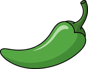 A vibrant green pepper, a culinary staple, isolated on a white background, ready for use