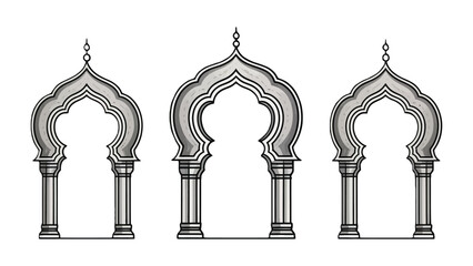 Architectural Elegance: A symmetrical display of ornate archways, their intricate details reflecting the grandeur of historical design. The serene ambiance conveys a sense of enduring craftsmanship.