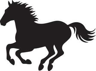 Dramatic Silhouette of a Running Horse in a Vector Illustration