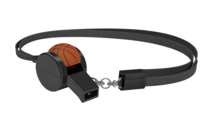 Coach's whistle with basketball decoration