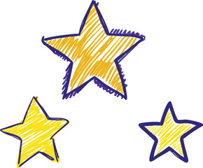 Obraz premium A simple illustration of three yellow stars and the word star high quality