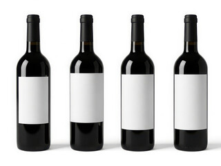 Four empty wine bottles in a row