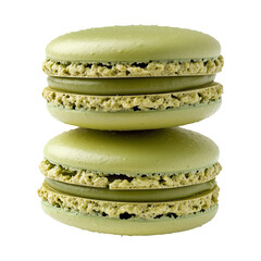 Green Macaron Sweet, isolated on a White Background
