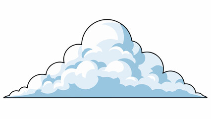 A stylized, puffy white and light blue cloud with a black outline, isolated on a white background, in vector art
