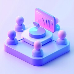 3D Business Analytics Illustration Showing Growth Charts, Bar Graphs and Upward Arrow in Modern Style