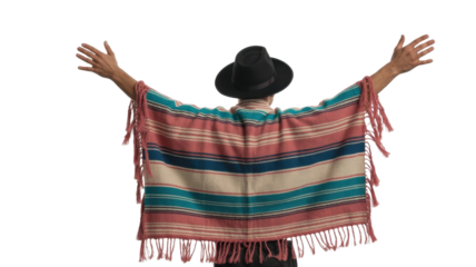 Person in Poncho with Open Arms