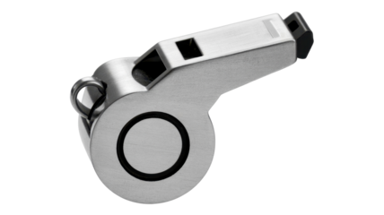 Silver metal whistle close-up