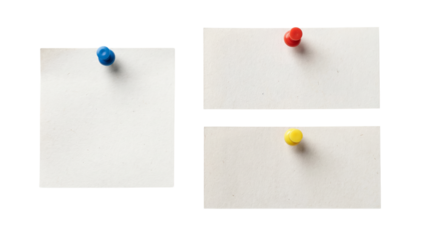 Blank White Square and Rectangular Paper Notes with Colorful Pushpins